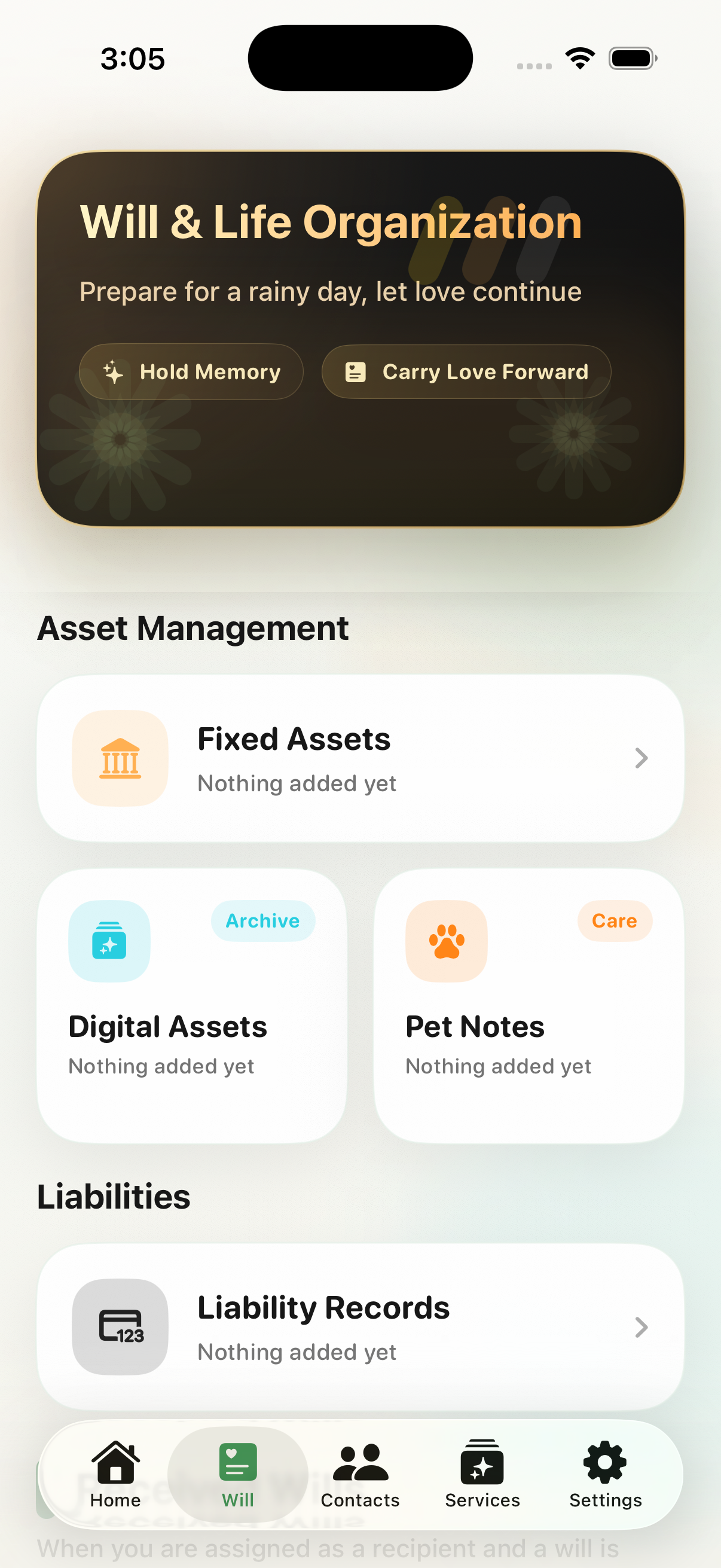 HaoLife English asset management screen