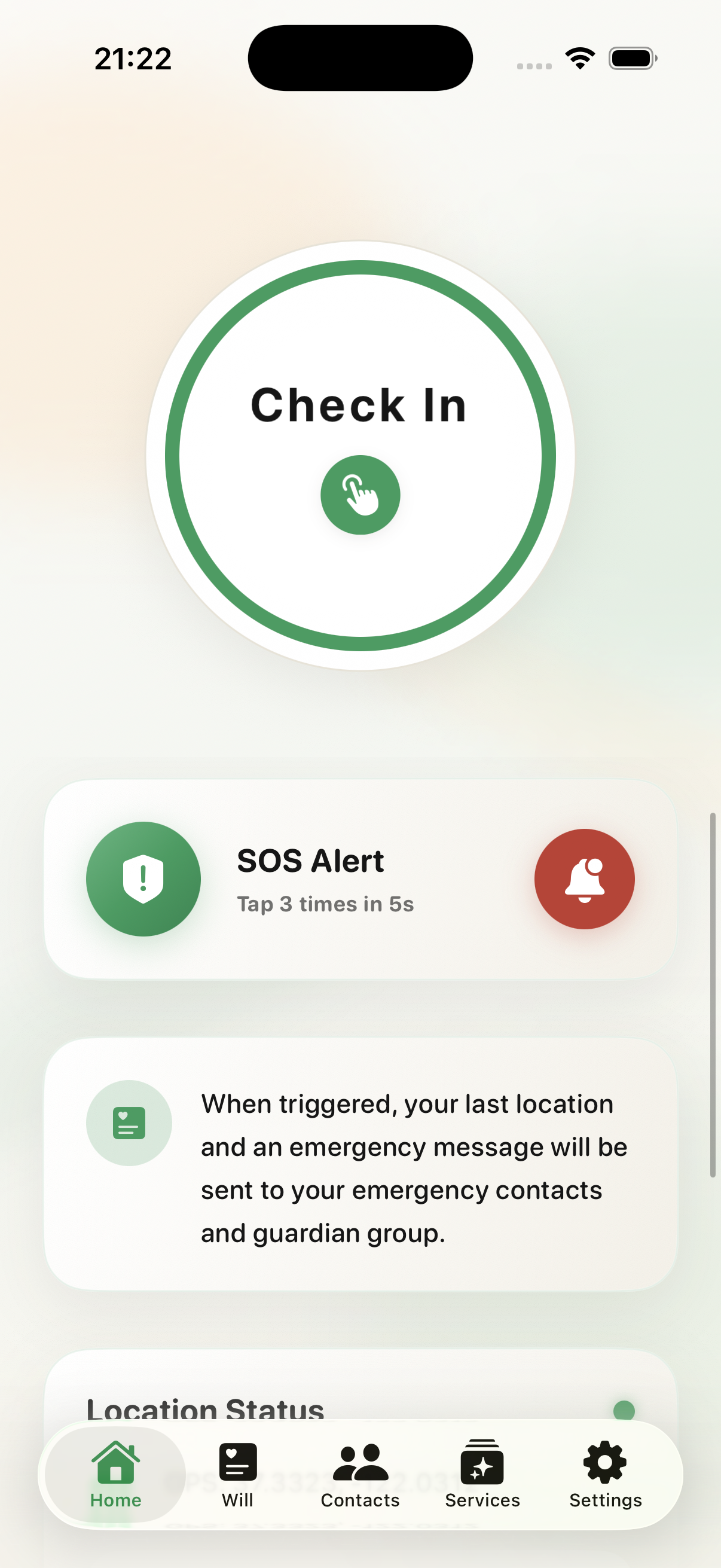 HaoLife English check-in screen